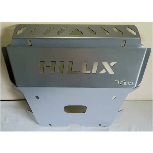 Aluminium Hilux bull bar for off-road vehicle protection and accessories.