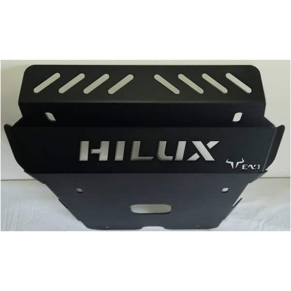 High-quality black Toyota Hilux off-road bash plate with EAD logo for 4x4 protection.