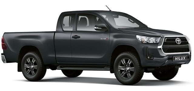 Black Toyota Hilux off-road vehicle with custom upgrades for 4x4 adventures.