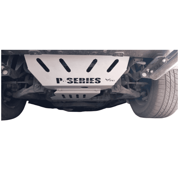 Heavy-duty off-road vehicle skid plate undercarriage protection for 4x4 vehicles.