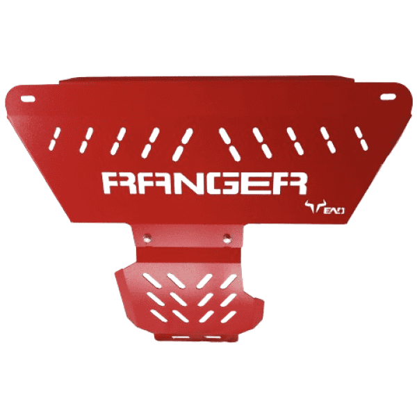 High-performance red off-road bumper for 4x4 vehicles, ideal for rugged terrain.