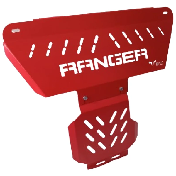 Heavy-duty off-road winch bumper in red for 4x4 vehicles, durable and off-road compatible.